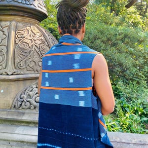 Women&#39;s Wrap Vest, Baoulé Ikat Pattern and and Mossi Indigo Cloth
