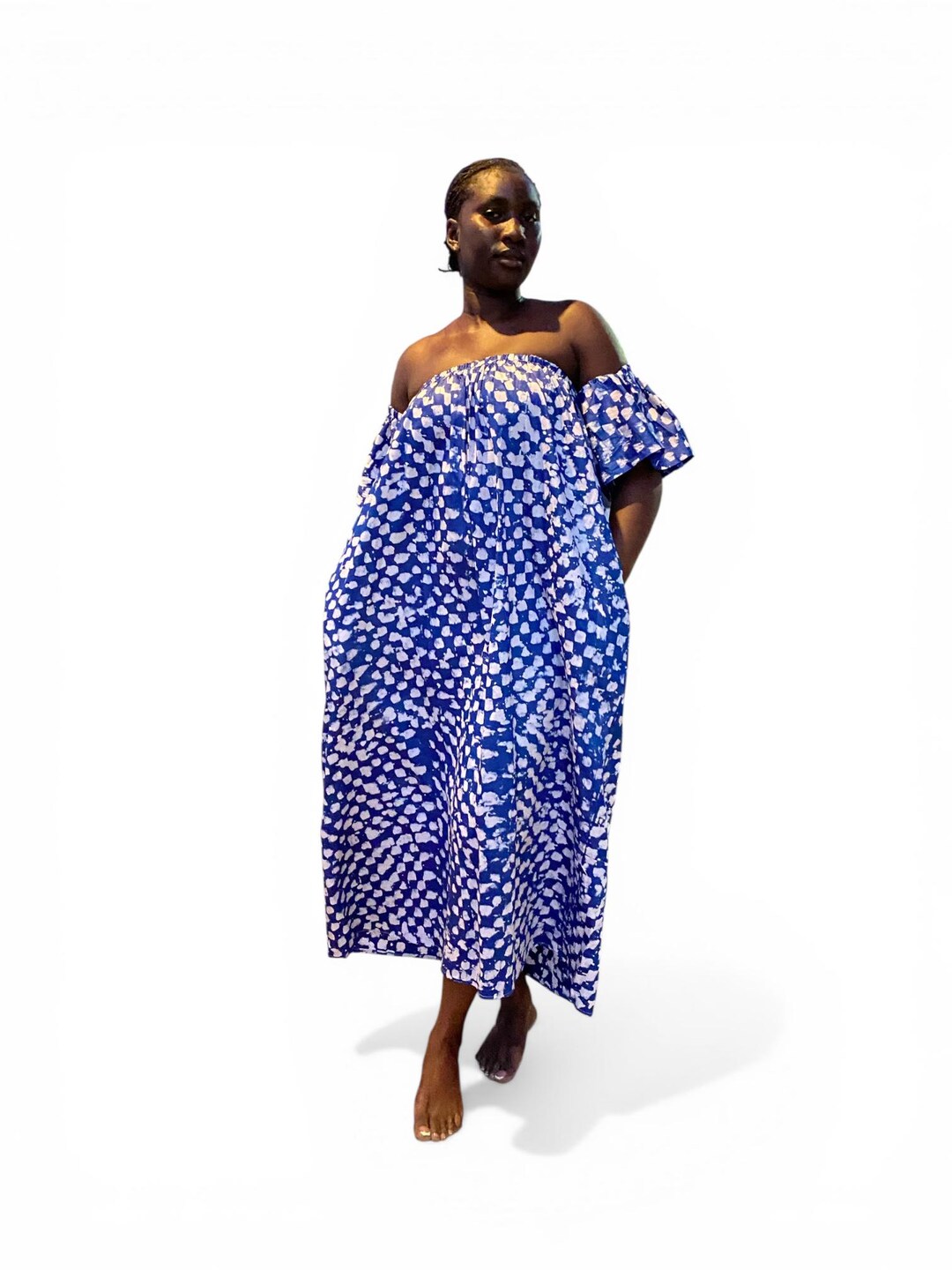 The Alaba Drop Shoulder Maxi Dress — Artisanal Resist-dyed Cotton ...
