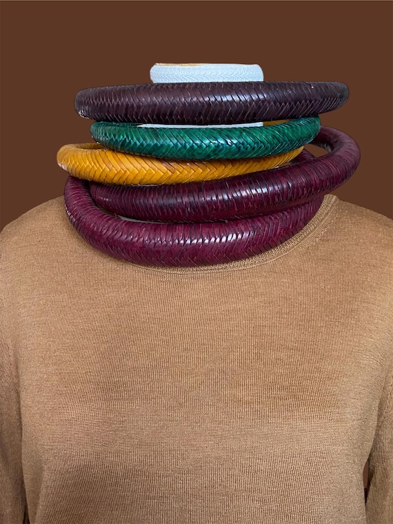 Tuareg Style Large Chunky Woven Leather Necklace • African Statement Jewelry