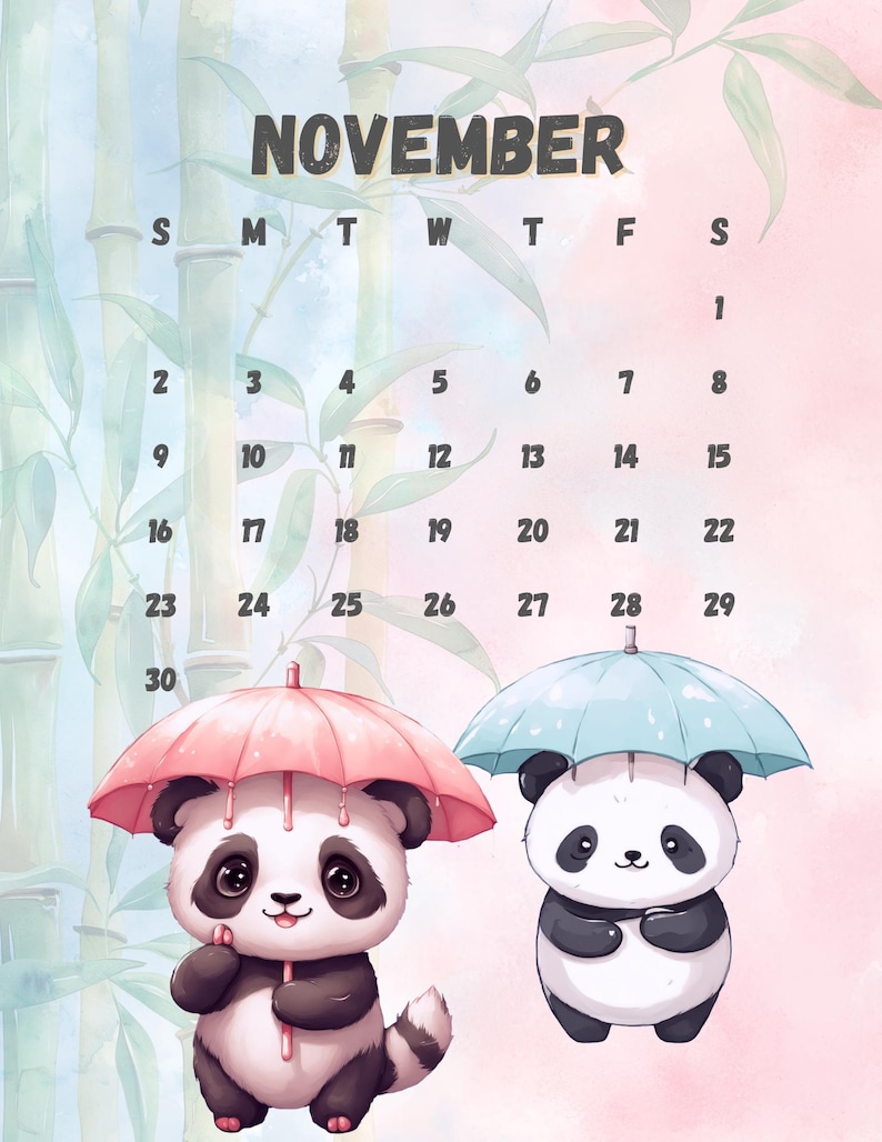 Digital Printable Panda Themed 2025 Desk Calendar - Etsy