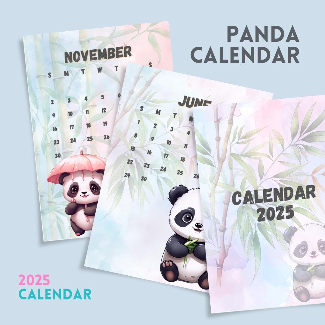 Digital Printable Panda Themed 2025 Desk Calendar - Etsy UK