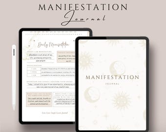 Modello di pianificatore digitale per diario di manifestazione Visionboard Diario della gratitudine Planner di affermazione Diario di cura di sé Planner 2025