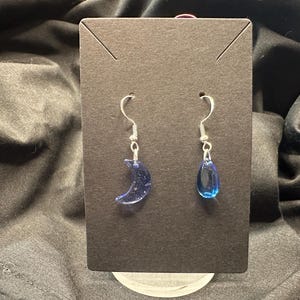 Subtle Fan Earrings (Blue on Sterling)