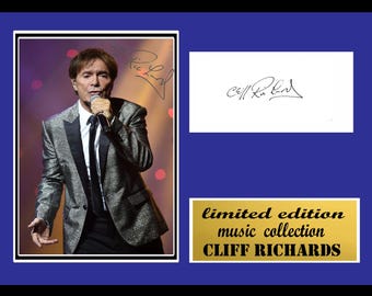cliff richards  signed  photo mount