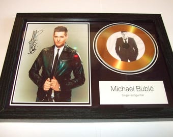 michael buble signed  photo mount