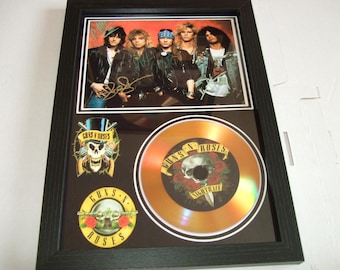 guns and  roses   signed  photo mount