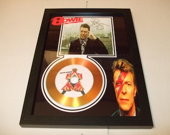 david bowie  signed  photo mount