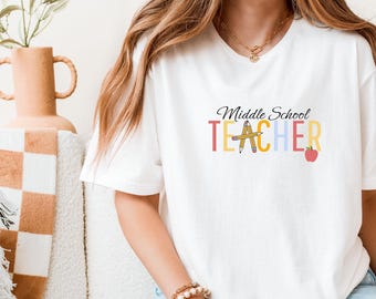Camiseta de maestro de escuela secundaria, regalo para maestro, camiseta divertida para maestro, escuela secundaria, regalo para futuro maestro, camiseta de enseñanza, equipo de escuela secundaria
