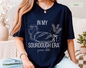 Camiseta de la era de la masa madre, camiseta minimalista de panadería, regalo para amantes del pan.