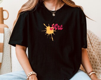 Camiseta "Me encanta el arte", con salpicaduras de pincel, regalo para estudiantes de arte.