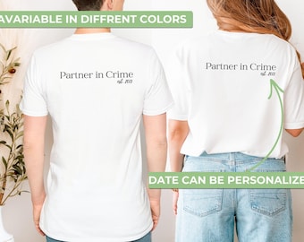 Camiseta personalizable de socio en el crimen, camiseta de pareja, regalo de mejores amigas, regalo de mamá, regalo de papá, regalo de padres, camiseta de mejores amigas, regalo para mejores amigas