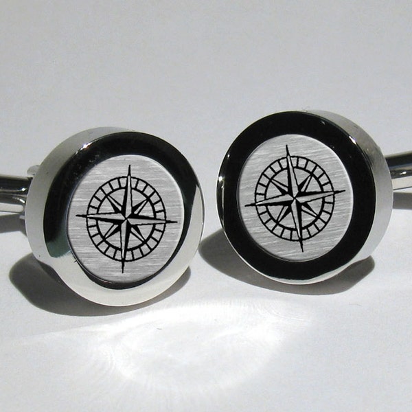 Compass Rose Cufflinks - Steampunk Nautical cufflinks - Travelers gift Mens gift idea Groomsmen gift idea