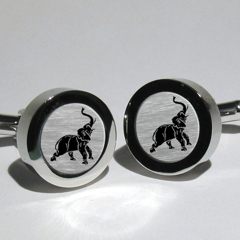 Elephant,Elephants,Gift for Him,Mens Gift,Custom Cufflinks,Elephant Jewelry,Valentines Gift,Boyfriend Gift image 1