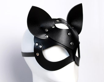 Kitty Mask, Leather cat mask, Mask for Masquerade, festival mask, halloween mask, Leather kitty mask