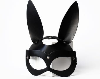 Leather Bunny Mask, valentine gift, rabbit mask, Masquerade Mask, Leather Bunny Ears for festival mask