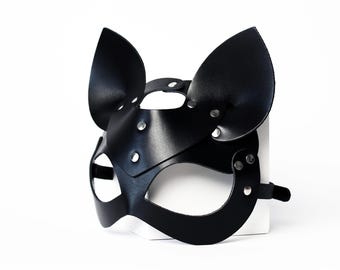 Leather Kitty Mask, Leather cat mask, Mask for Masquerade, festival mask, valentine gift