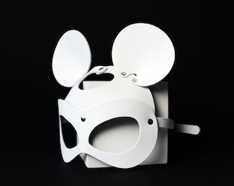 Leather Mouse Mask, Mouse mask, Mask for Masquerade, Leather Mouse Ears, festival mask, Halloween mask