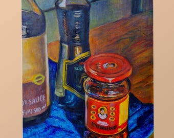 Lao Gan Ma Chili Crisp Art Print | Asian Food Oil Painting