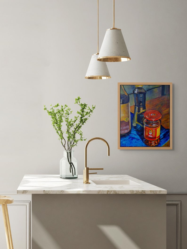 Lámina artística de Lao Gan Ma Chili Crisp / Pintura al óleo de comida asiática imagen 2