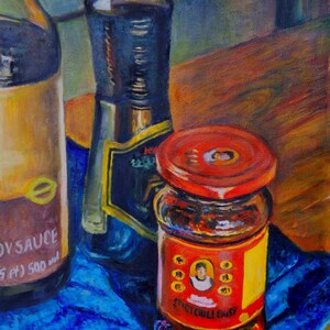 Lámina artística de Lao Gan Ma Chili Crisp / Pintura al óleo de comida asiática imagen 4