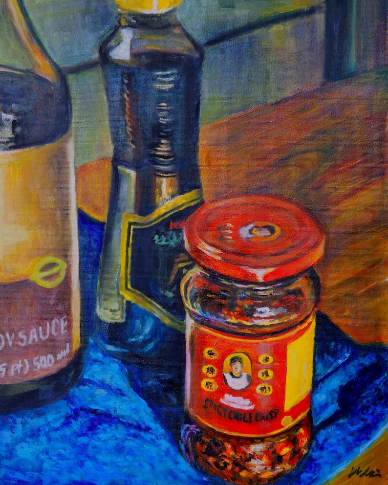 Lámina artística de Lao Gan Ma Chili Crisp / Pintura al óleo de comida asiática imagen 4