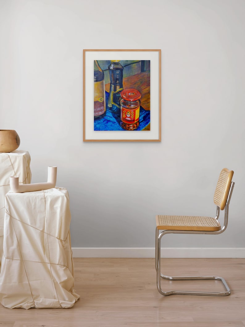 Lámina artística de Lao Gan Ma Chili Crisp / Pintura al óleo de comida asiática imagen 3