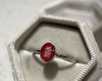 Oval Breastmilk Keepsake Ring, Memorial Ash Ring, Multiple Birthstone