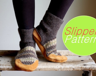 Slippers Sewing Pattern Tutorial PDF for Women & Men, Women sizes 6.5, 8, 9.5, Men sizes 10, 11.5, 13