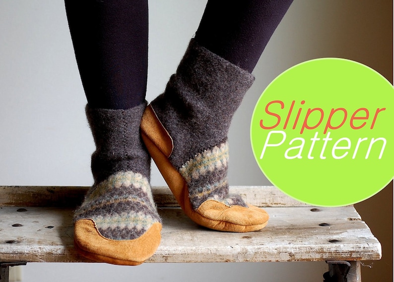 Slippers Sewing Pattern Tutorial PDF for Women & Men, Women sizes 6.5, 8, 9.5, Men sizes 10, 11.5, 13 image 1