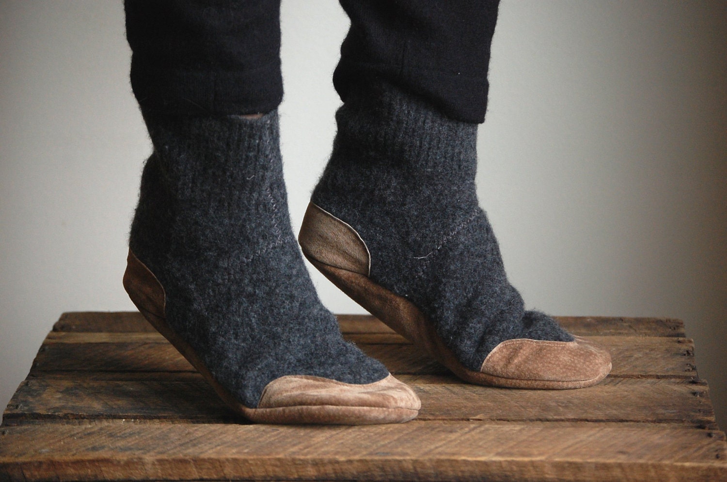 SALE Mens Wool Slipper Socks Eco Friendly men size 11.5 Etsy