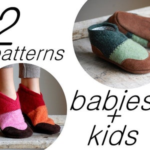 Sewing Pattern for Baby & Kids Slipper Shoes, Tutorial PDF Digital Download, Baby size 0-12, 6-18, 12-24, Kids size 7.5, 9.5, 11.5, 13, 2.5