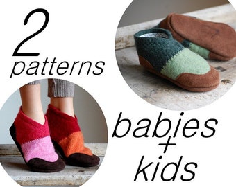 Sewing Pattern for Baby & Kids Slipper Shoes, Tutorial PDF Digital Download, Baby size 0-12, 6-18, 12-24, Kids size 7.5, 9.5, 11.5, 13, 2.5