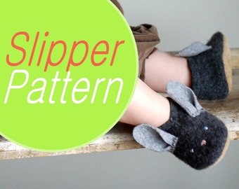 Bunny Slippers Sewing Pattern, Baby sizes, Instant Download Tutorial PDF by Wooly Baby, Baby sizes 0-12, 6-18, 12-24 months