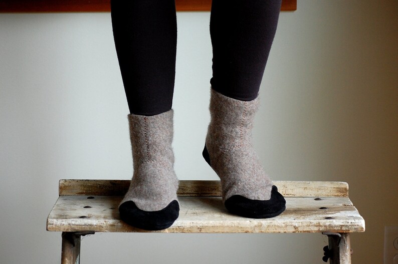 Women Wool Slipper Socks Leather Soles Eco Friendly women Etsy