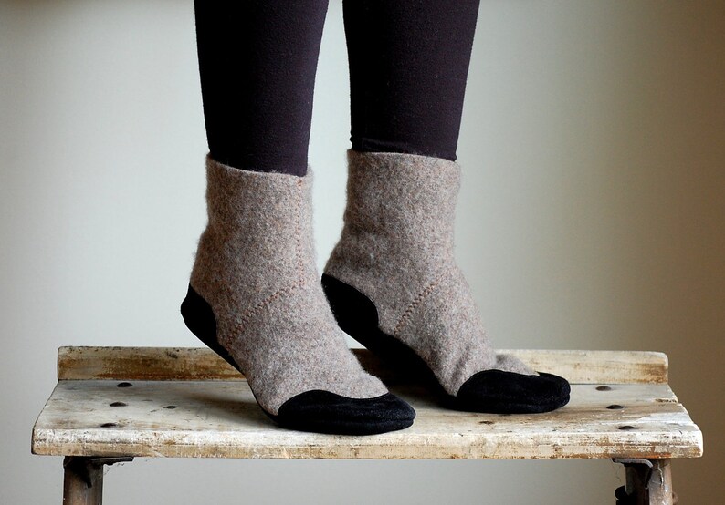 Women Wool Slipper Socks Leather Soles Eco Friendly women Etsy