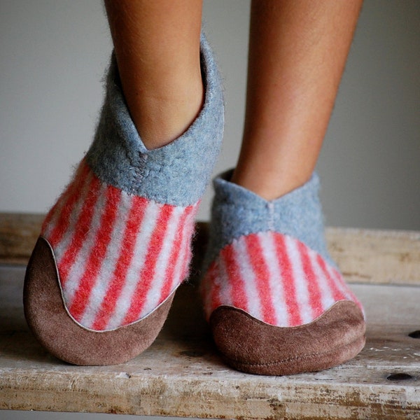 Kids Shoes, Wool with Leather Soles by Wooly Baby, Eco Friendly, size 7.5, Run Free
