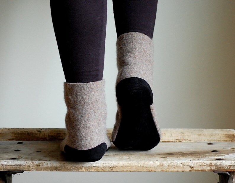 Women Wool Slipper Socks Leather Soles Eco Friendly women Etsy