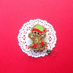 Christmas ID Badge, Glitter Badge Reel, Gingerbread Badge Reel, Badge Holder, ID Badge, Medical or Nurse Badge, Interchangeable Badge Clip
