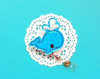 Whale Badge Reel, Holographic Badge Reel, Summer Badge Reel, Ocean Badge Reel, Summer ID Badge Holder, Nurse Badge Reel (Set of 1)