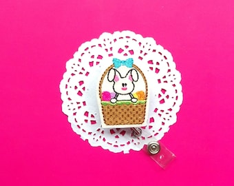 Bunny Badge Reel, Glitter Badge Reel, Easter Badge Reel, ID Badge Holder, Badge Reels For Nurses, Easter Eggs Name Badge, Spring Badges