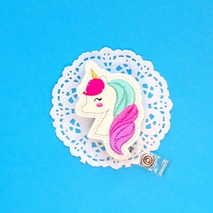 Unicorn Badge Reel ,  Unicorn Glitter ID Badge,  ID Badge Holder, Badge Reel Clip, Rainbow Unicorn Badge, Nurse , Interchangeable Badge Reel
