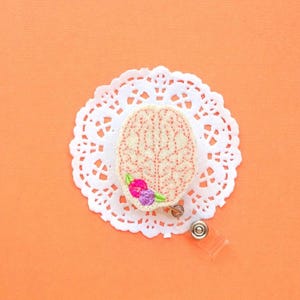 Brain Badge Reel, Glitter ID Badges, Neurologist Badge Holder, Neurology Name Holders, Scrubs Accessory, Hospital Worker, Floral Brain Clip