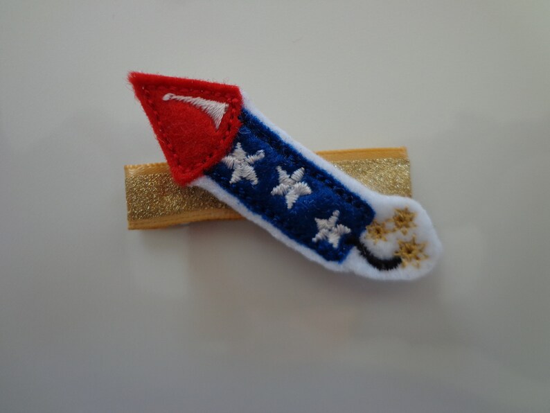 Firecracker Hair Clippie Felt Hair Clip Toddler Barrette Little Girl Bows Hair Accessories Fourth Of July Holiday Bow
