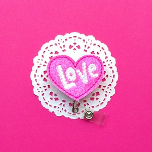 Love Heart Badge Reel, Valentine&#39;s Day Badge Reel, Heart Badge Reel, Valentine&#39;s Day Nurse Badge, ID Badge Holder, Interchangeable Badge