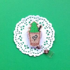 Christmas Tree Coffee Badge Reel, Glitter Badge Holder, Christmas ID Holder, ID Badge, Christmas Badge Reel , , Interchangeable Badge Reel