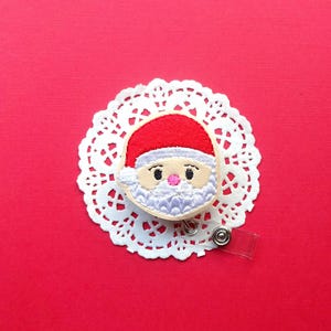 Santa Badge Reel, Glitter Badge Holder, Christmas ID Clip, ID Badge Clips, Christmas Badge Reels, Santa ID Badge Reel, Interchangeable Badge