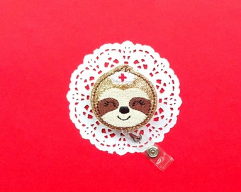 Sloth Badge Reel, Glitter Badge Reel, Sloth ID Holder, ID Badge Holder, Badge Reel Clip, Pediatric Badge, Vet Tech Badge