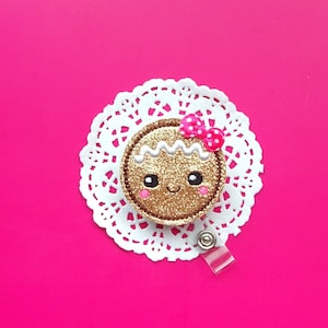 Gingerbread Badge Reel,Glitter Badge Reel,Christmas Badge Reel,Badge Holder, ID Badge,Nurse Badge-Name Badge Reel Clip Interchangeable Badge