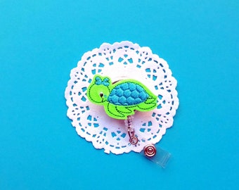 Turtle Badge Reel, Turtle ID Holder,Turtle ID Badge,Glitter Badge Reel, ID Badge Holder, Badge Reel Clip,Nurse Badge (Set of 1)