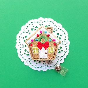 Gingerbread House ID Badge, Glitter Badge Reel, Holiday Badge Reels, Seasonal Badge Holders, Medical Or Nurse Badge, Interchangeable Badges